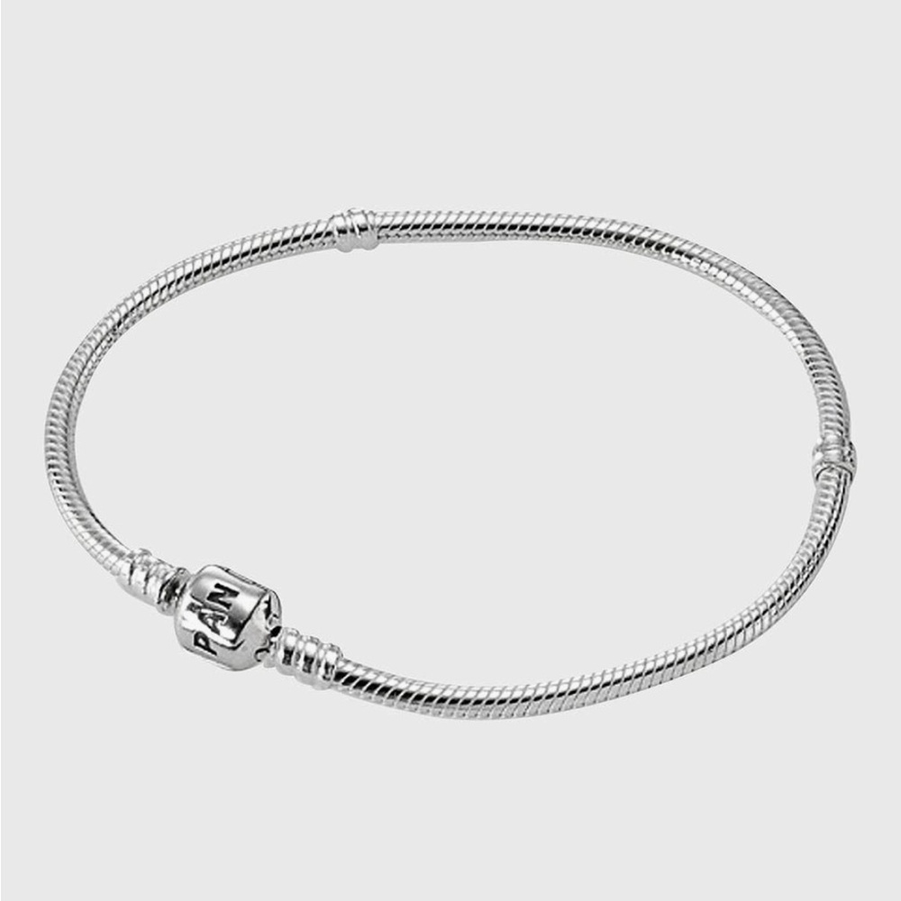 Pandora Moments Barrel Clasp Snake Chain Bracelet Sterling Silver 18cm & 20cm